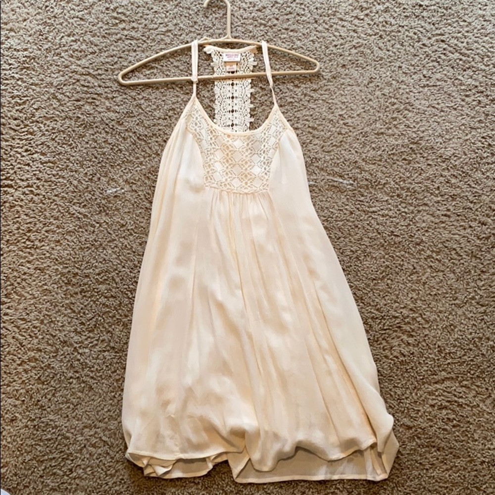 cream lace flowy dress